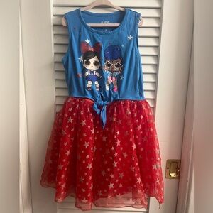 LOL Surprise Patriotic USA Tutu Ballerina Sundress. Top middle tier. Tulle skirt